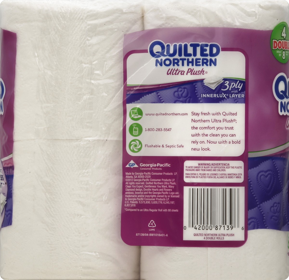 slide 6 of 6, Quilted Northern Bathroom Tissue 4 ea, 4 ct