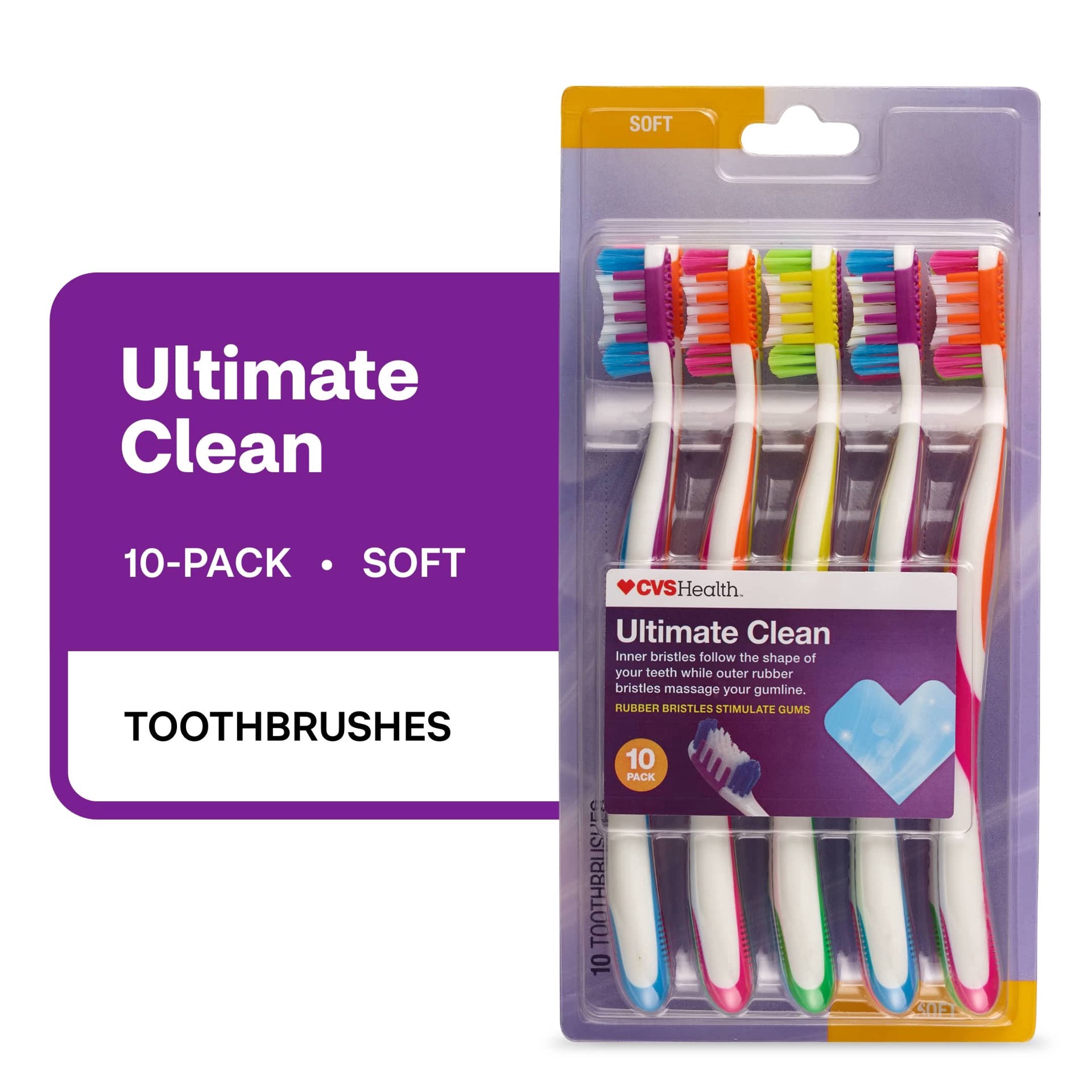 slide 1 of 1, CVS Health Ultimate Clean Toothbrushes, Soft Bristle, 10 Ct, 1 ct