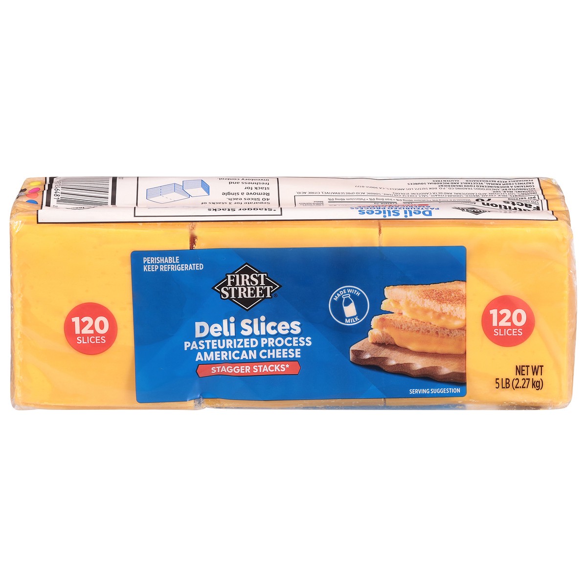 slide 12 of 13, Cb13 First Street Processed Cheese American 120 Slice, 5 lb