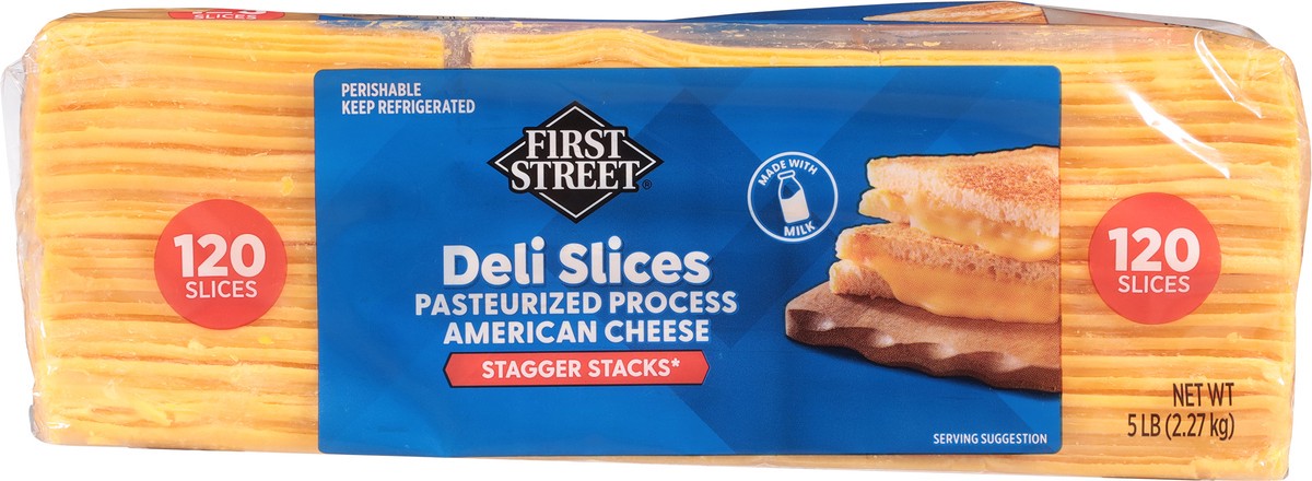 slide 3 of 13, Cb13 First Street Processed Cheese American 120 Slice, 5 lb