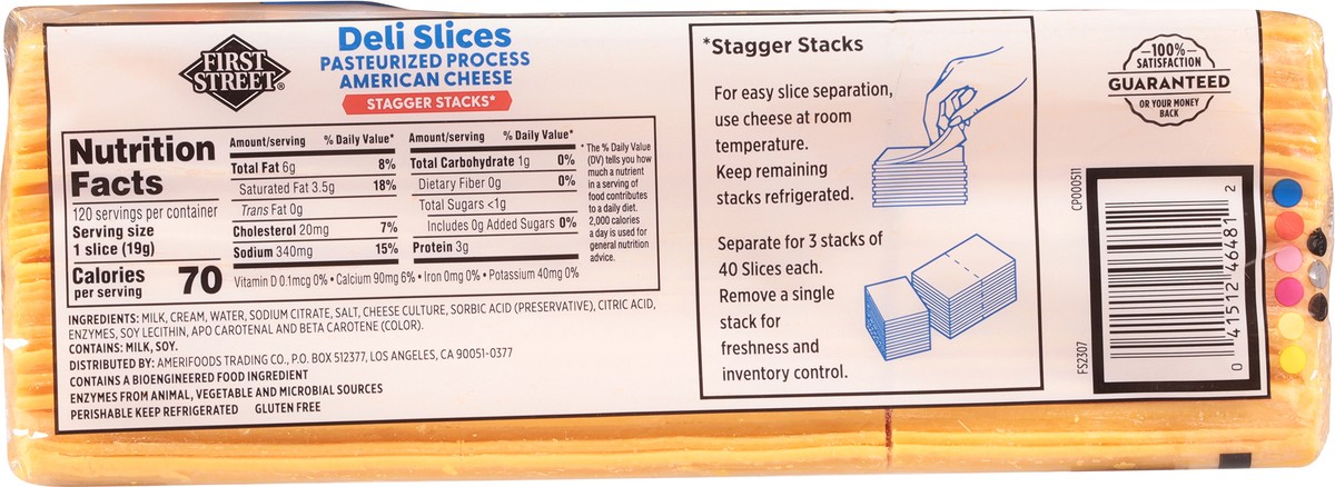 slide 11 of 13, Cb13 First Street Processed Cheese American 120 Slice, 5 lb