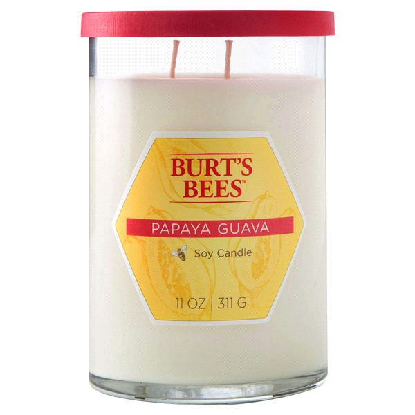 slide 1 of 1, Burt's Bees Papaya Guava Natural Soy Candle, 11 oz