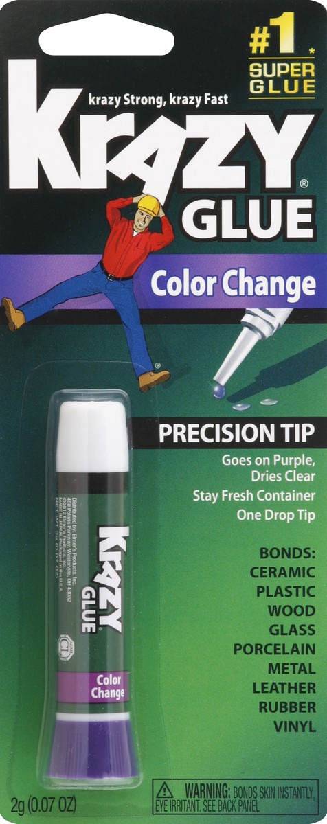 slide 2 of 2, Krazy Glue Elmer's Instant Krazy Glue Tube Color Change Formula, 0.07 oz