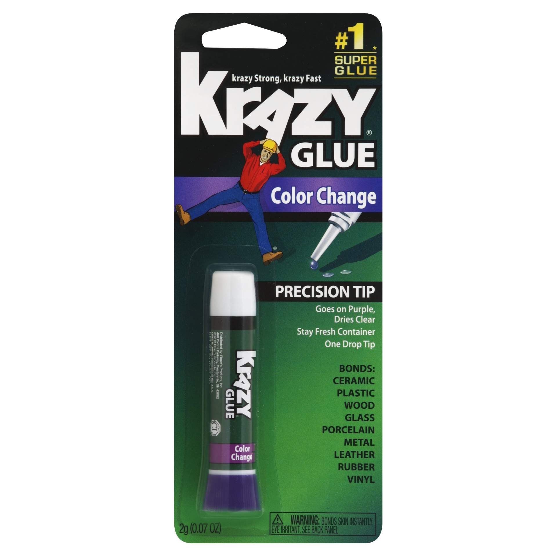 slide 1 of 2, Krazy Glue Elmer's Instant Krazy Glue Tube Color Change Formula, 0.07 oz