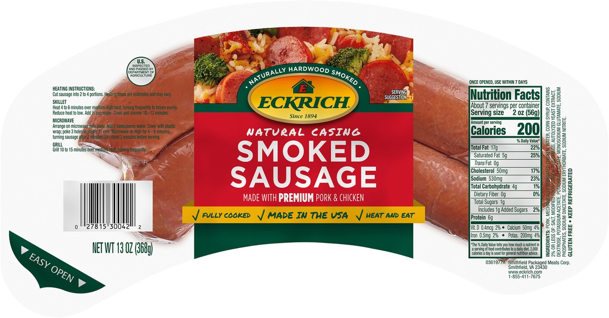 slide 3 of 5, Eckrich Smoked Sausage, 14 oz