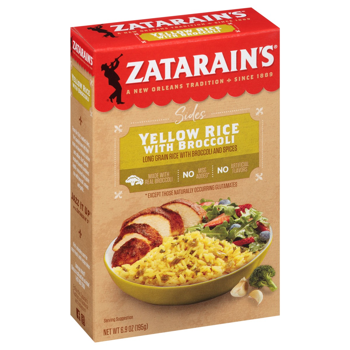 slide 2 of 9, Zatarain's Sides Yellow Rice with Broccoli Mix 6.9 oz. Box, 6.9 oz