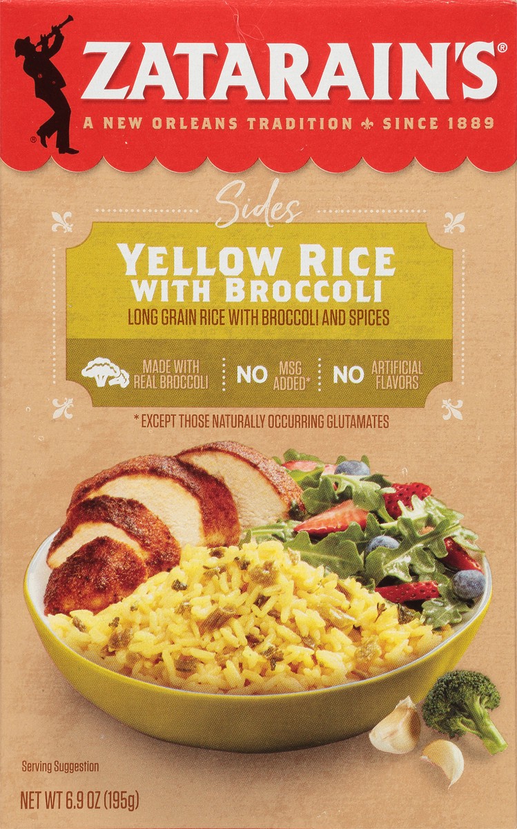 slide 1 of 9, Zatarain's Sides Yellow Rice with Broccoli Mix 6.9 oz. Box, 6.9 oz