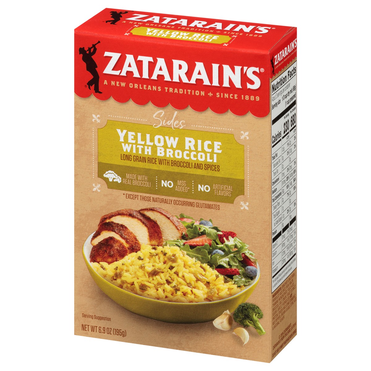 slide 3 of 9, Zatarain's Sides Yellow Rice with Broccoli Mix 6.9 oz. Box, 6.9 oz