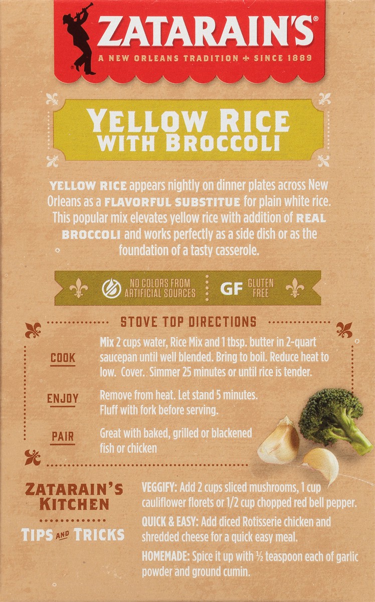 slide 5 of 9, Zatarain's Sides Yellow Rice with Broccoli Mix 6.9 oz. Box, 6.9 oz