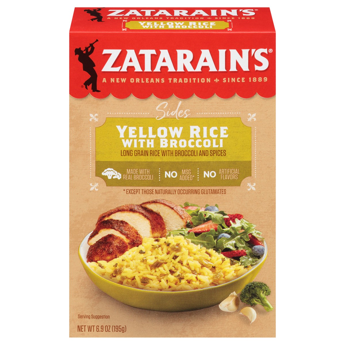 slide 1 of 9, Zatarain's Sides Yellow Rice with Broccoli Mix 6.9 oz. Box, 6.9 oz