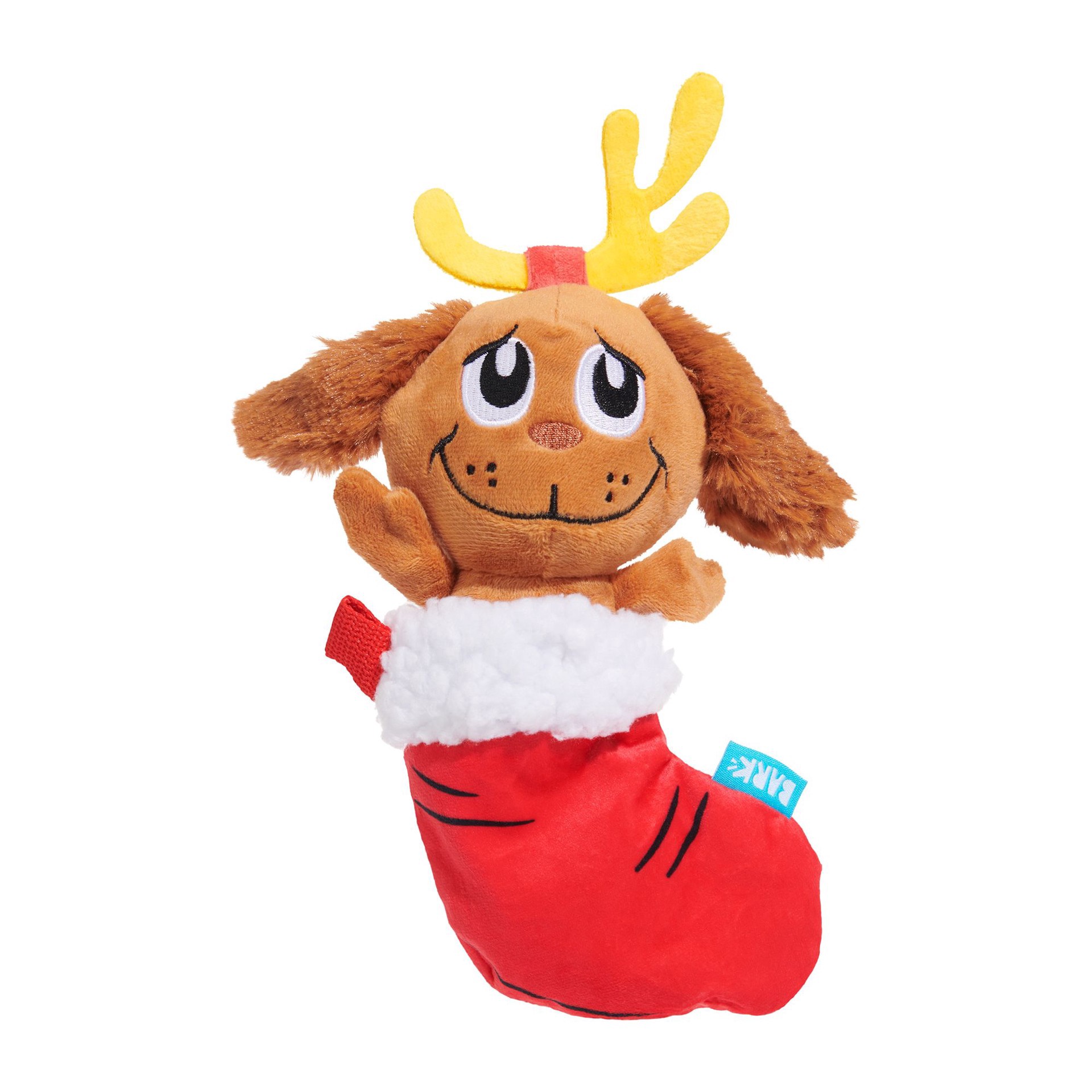 slide 1 of 1, Bark Box BARK Holiday Max's Stuffed Stocking The Grinch Plush Dog Toy, 1 ct