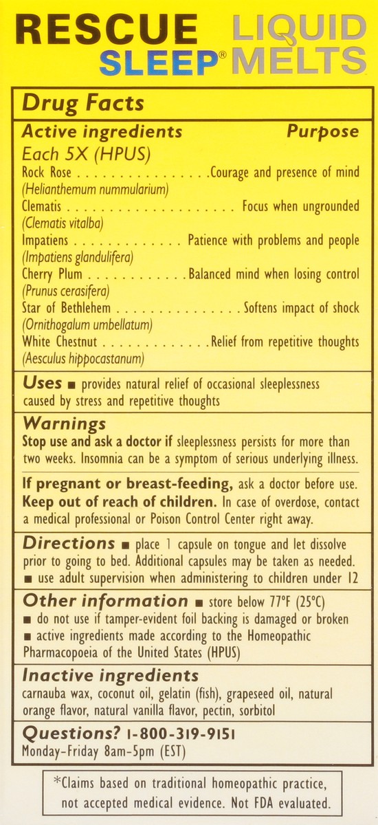 slide 3 of 12, Bach Original Flower Remedies Rescue Sleep Liquid Melts Natural Sleep Aid in a Capsule 28 Capsules, 28 ct