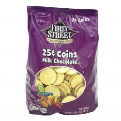 slide 1 of 1, First Street Milk Chocolate 25 Cent Coins, 188 ct