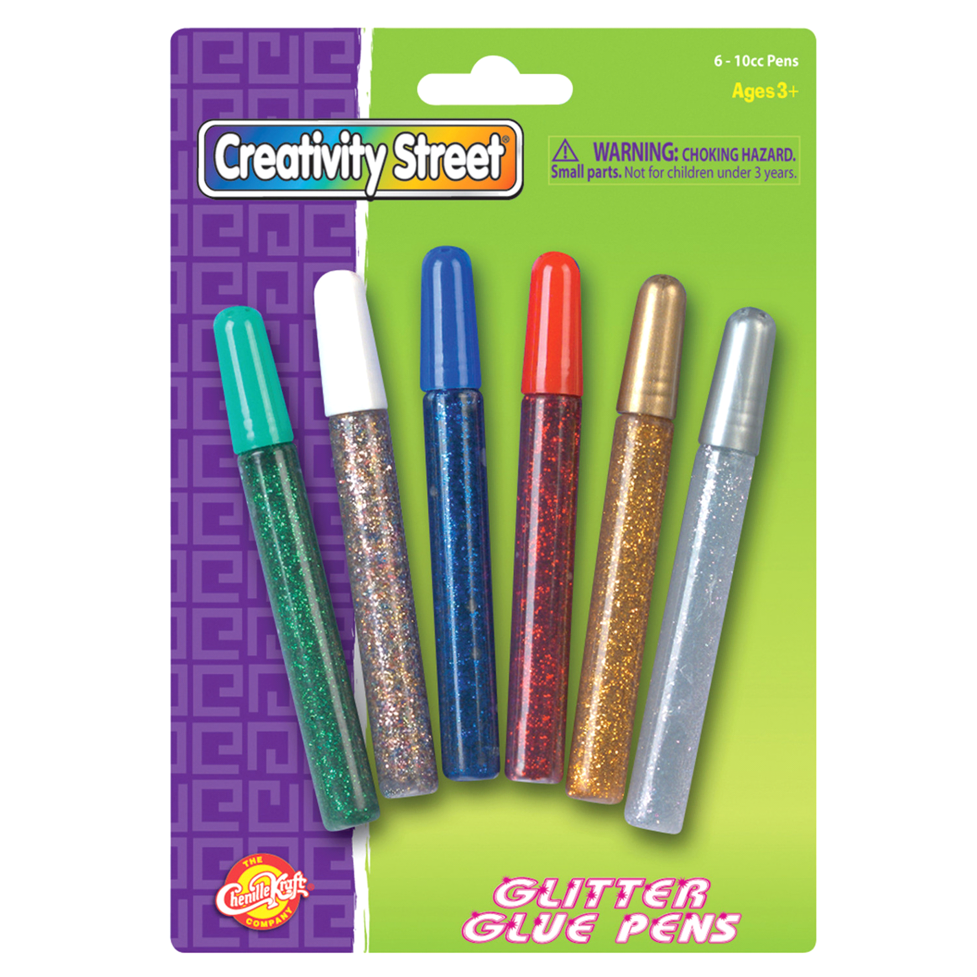 slide 1 of 1, Creativity Street Glitter Glue Pens, Assorted Bright Hues, 10 cc, 6 Pens, 1 ct
