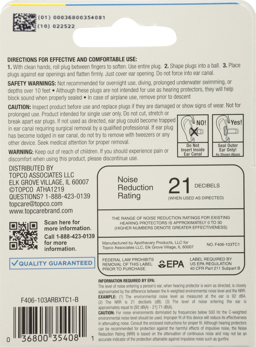 slide 8 of 9, TopCare Health Silicone Ear Plugs 1 ea, 1 ct