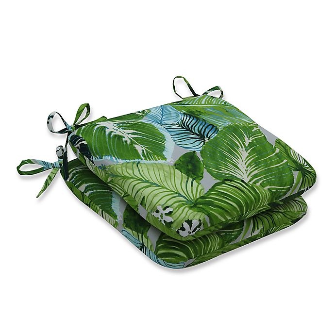 slide 1 of 1, Pillow Perfect Lush Leaf Jungle Rounded Corners Seat Cushions - Green, 2 ct