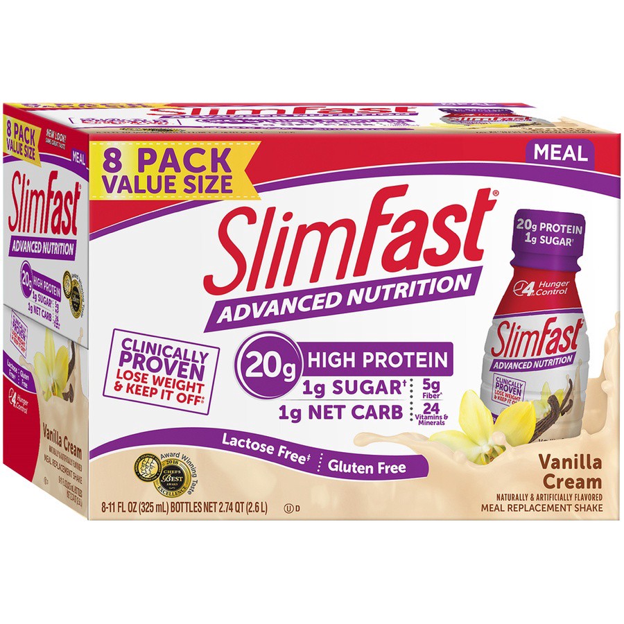 slide 4 of 9, SlimFast Advancement Nutrition Meal Replacement Shake Vanilla Cream, 8 ct; 11 fl oz