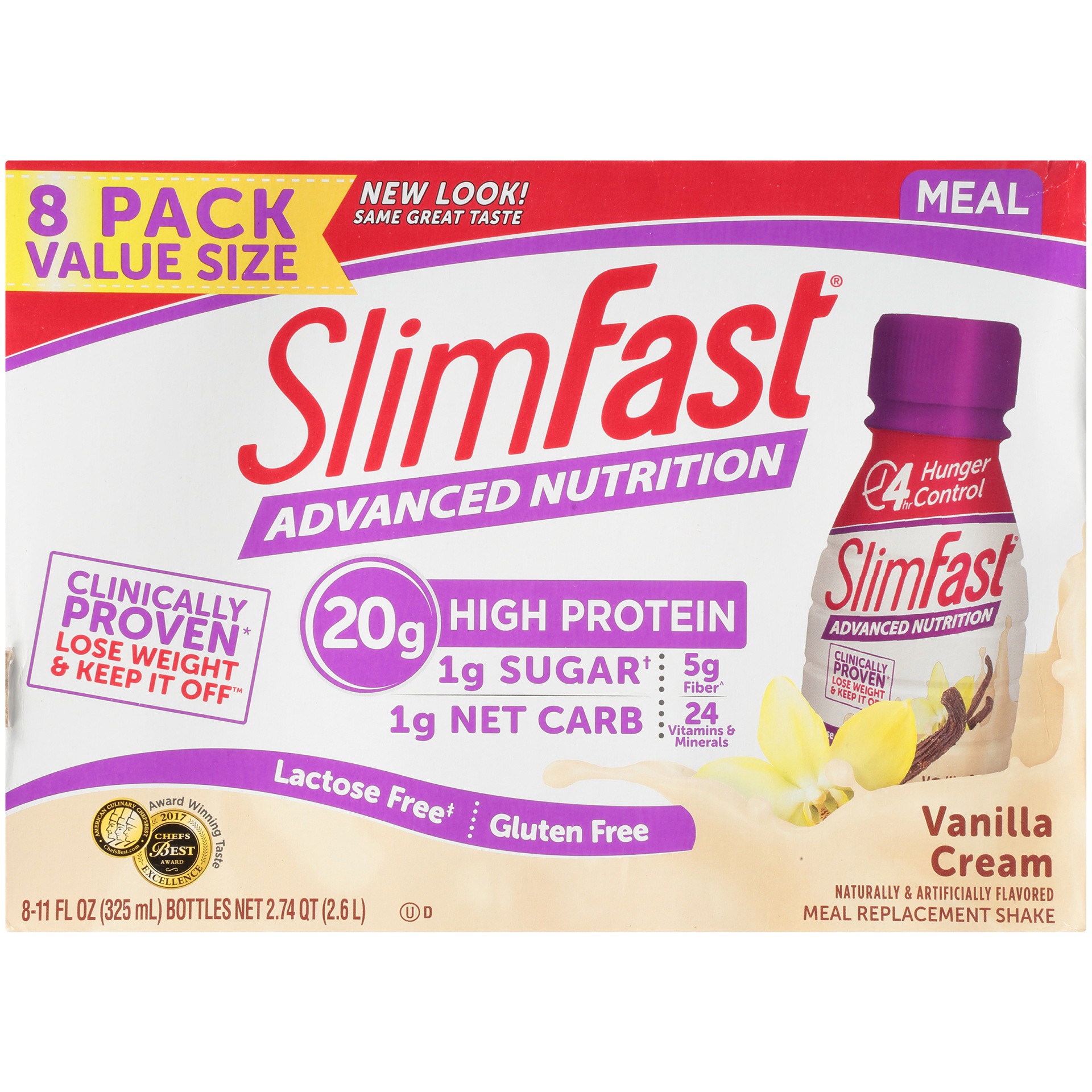 slide 6 of 9, SlimFast Advancement Nutrition Meal Replacement Shake Vanilla Cream, 8 ct; 11 fl oz