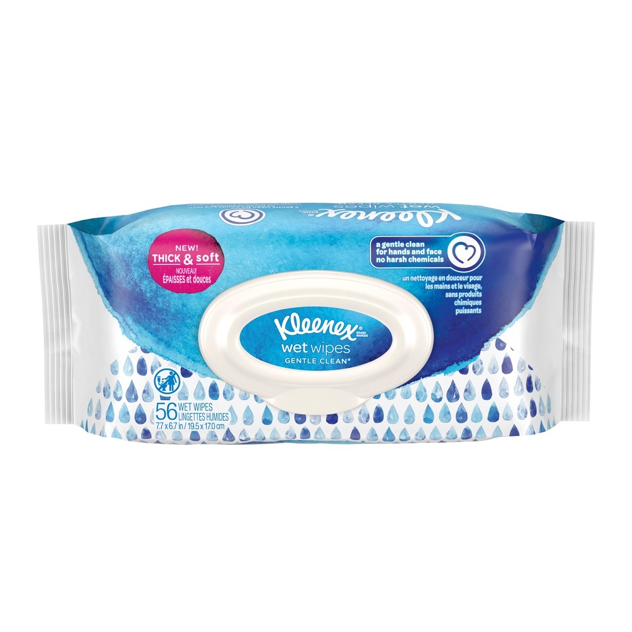 slide 1 of 3, Kleenex Wet Wipes Gentle Clean for Hands and Face, Flip-top Pack, 56 ct