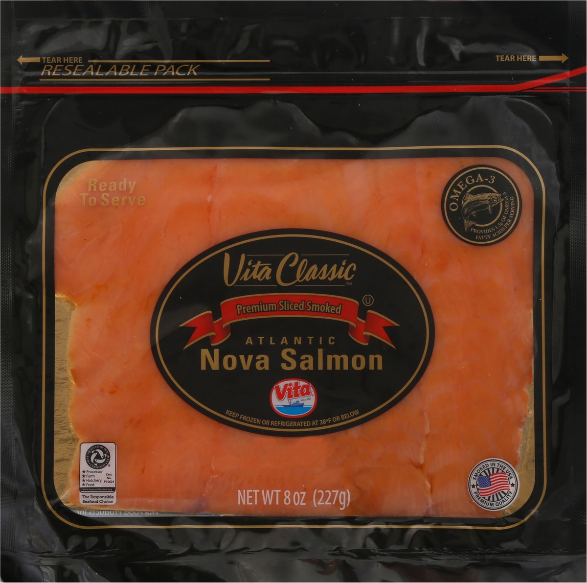 slide 1 of 14, Vita Classic Atlantic Premium Sliced Smoked Nova Salmon 8 oz, 8 oz