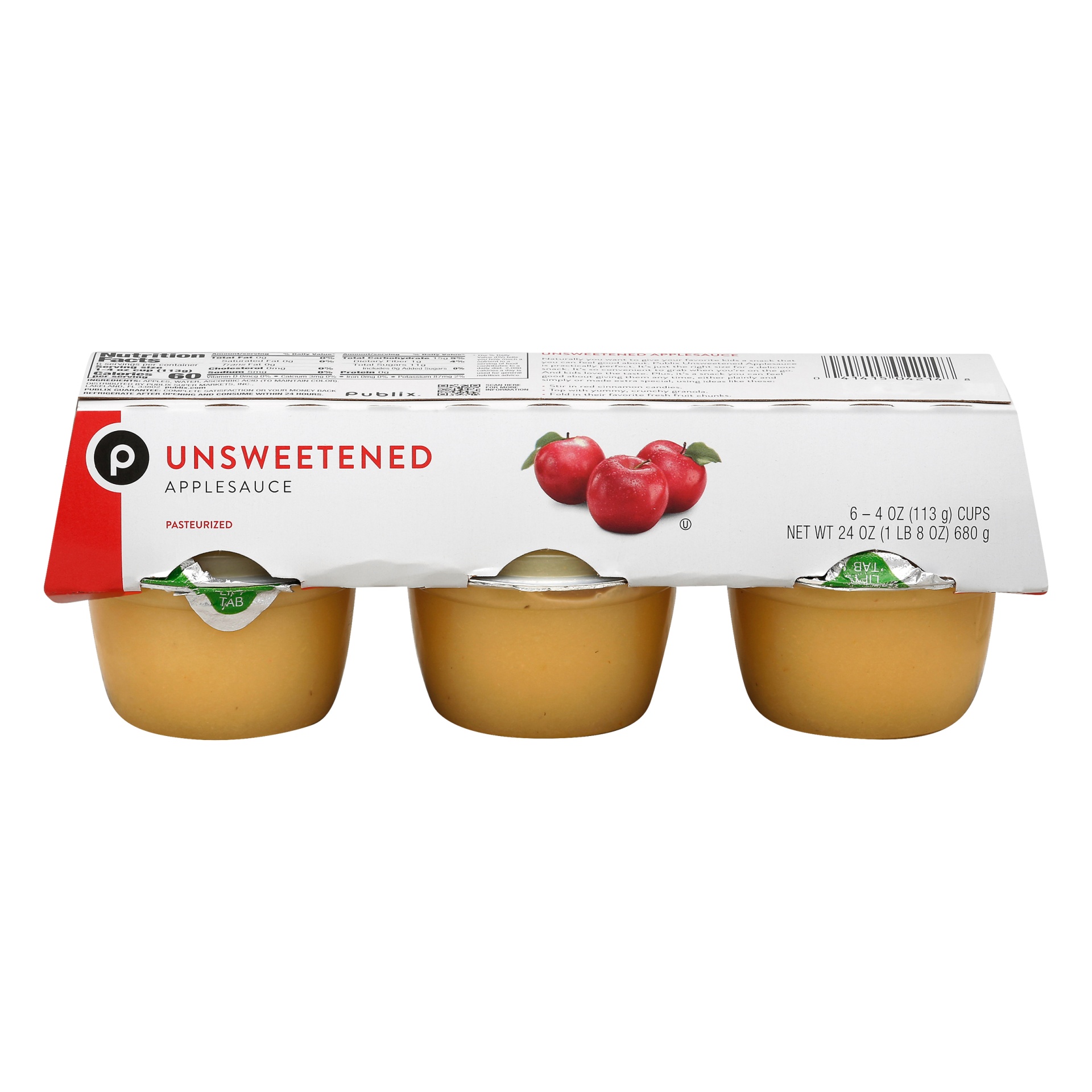 slide 1 of 1, Publix Unsweetened Applesauce, 6 ct