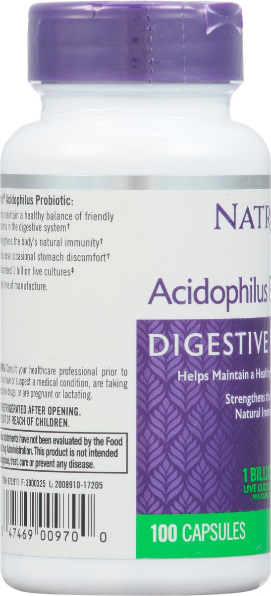 slide 6 of 14, Natrol, Acidophilus Probiotic Capsules, Digestive Health Dietary Supplement, Gluten Free, 100 mg, 100 Count, 100 ct