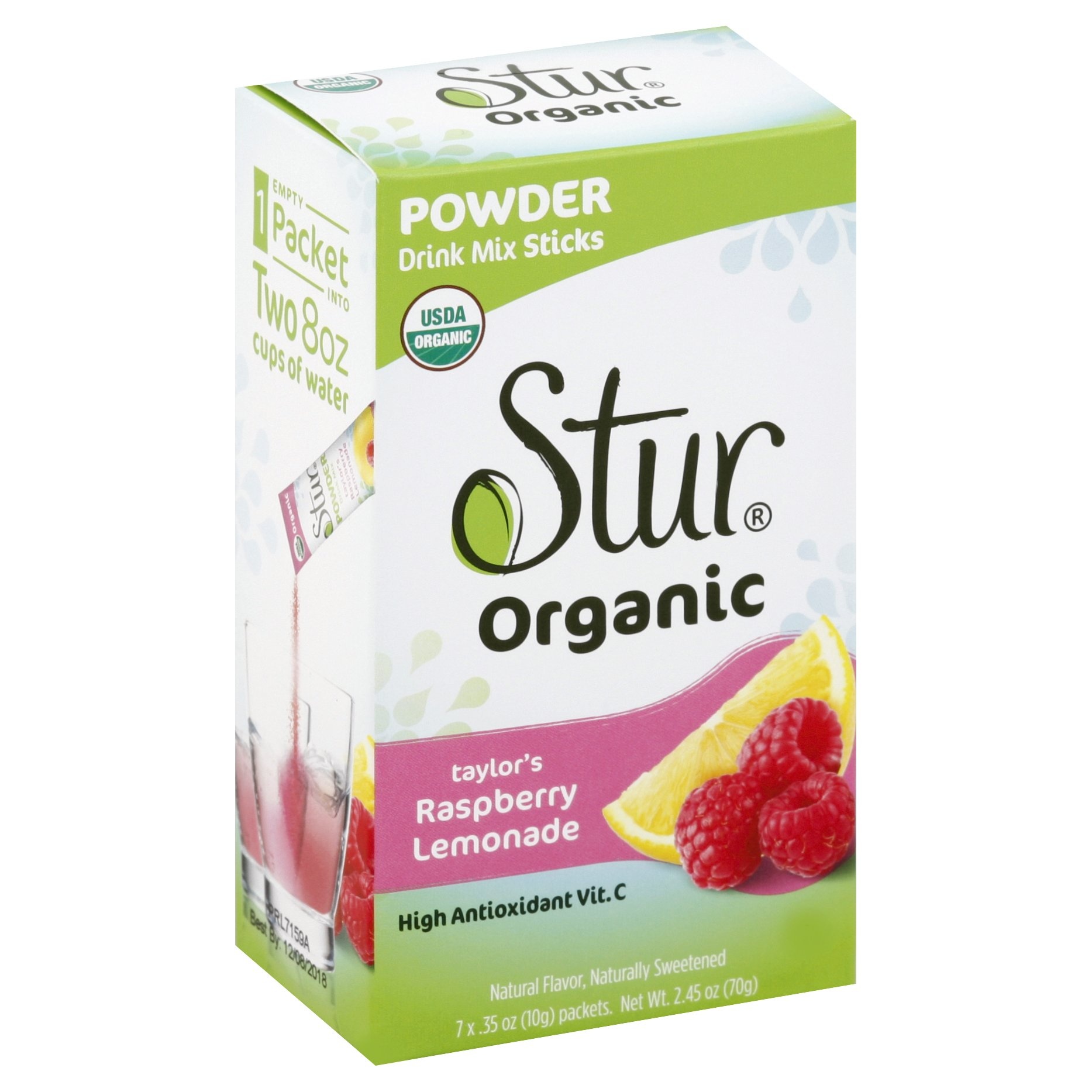 slide 1 of 1, Stur Organic Taylor's Raspberry Lemonade Drink Mix, 7 ct