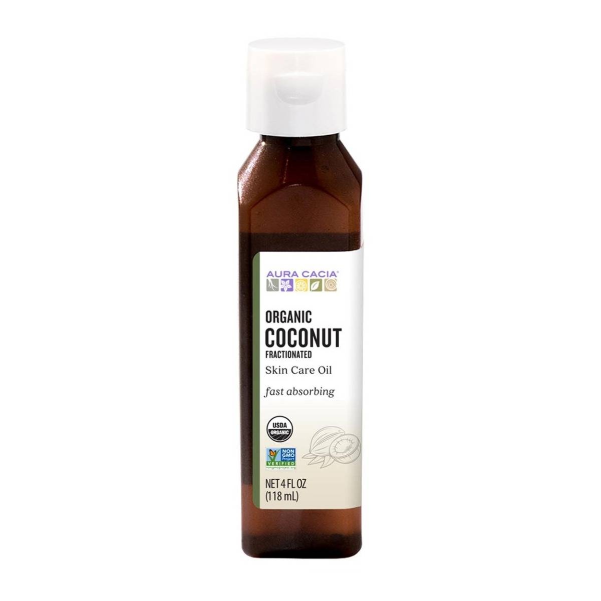 slide 1 of 1, Aura Cacia Coconut Oil Skin Care, 4 oz