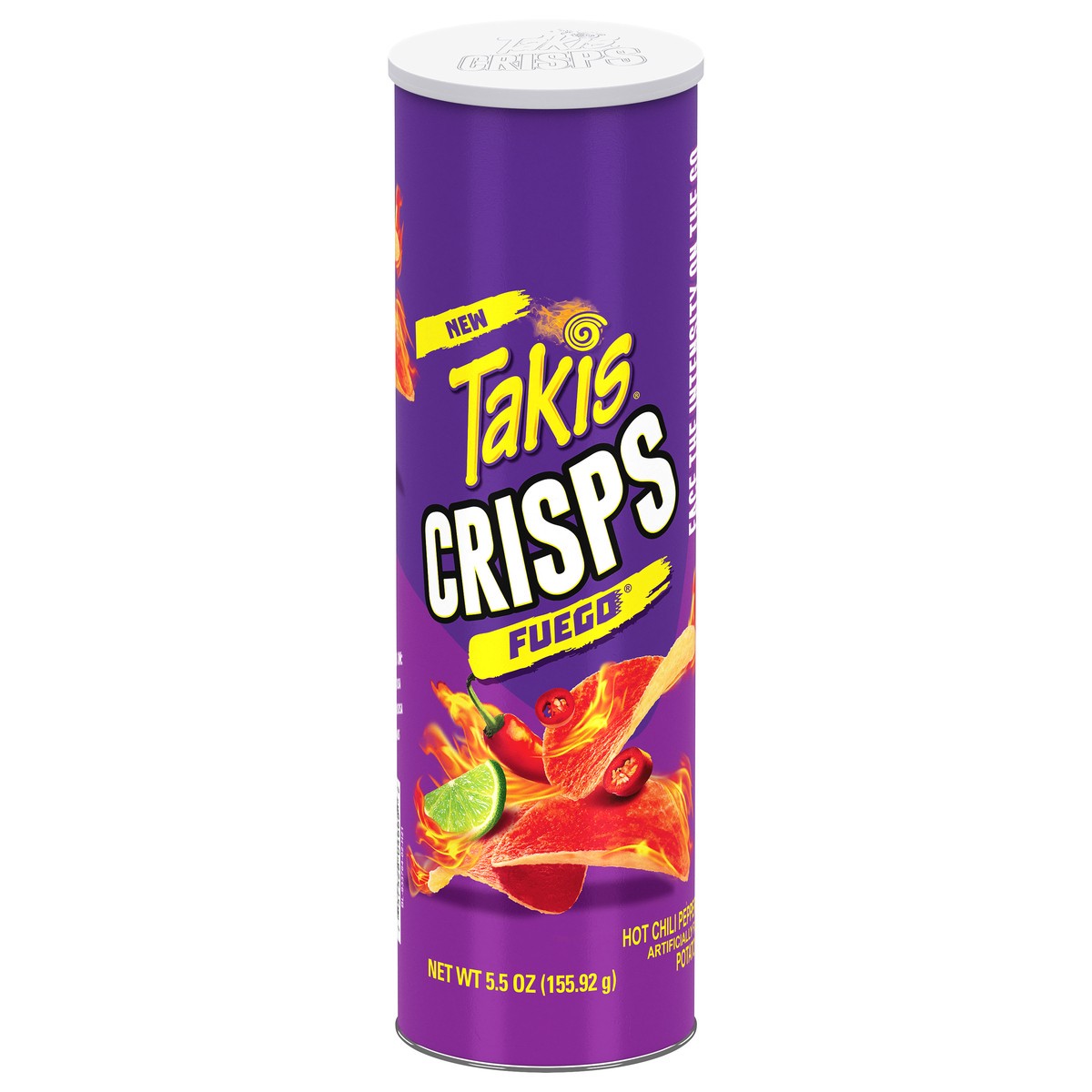 slide 1 of 7, Takis Crisps Fuego Hot Chili Pepper & Lime Potato Crisps Canister 5.5 oz, 5.5 oz