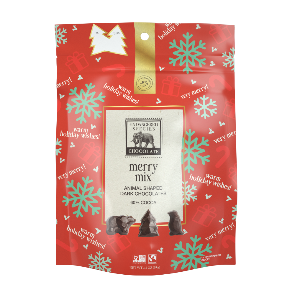 slide 1 of 2, ENDANGERED SPEC Endangered™ Species 48% Milk Chocolate Seasonal Shapes - Merry Mix, 