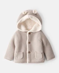Carter's Baby Sherpa Lined Cotton Long-Sleeve Sweater - Brown - 9M