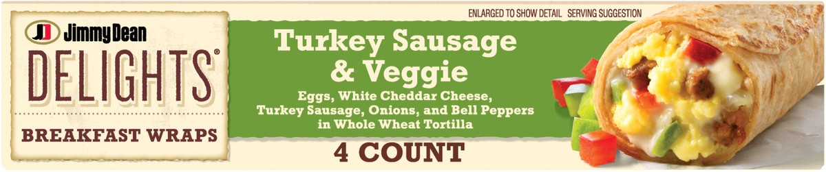 slide 2 of 8, Jimmy Dean Delights Breakfast Wrap, Turkey Sausage & Veggies, Frozen, 4 Count, 4 ct