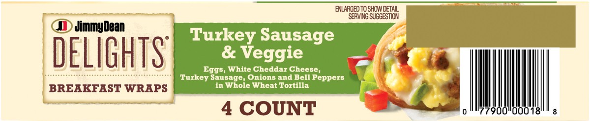 slide 8 of 8, Jimmy Dean Delights Breakfast Wrap, Turkey Sausage & Veggies, Frozen, 4 Count, 4 ct