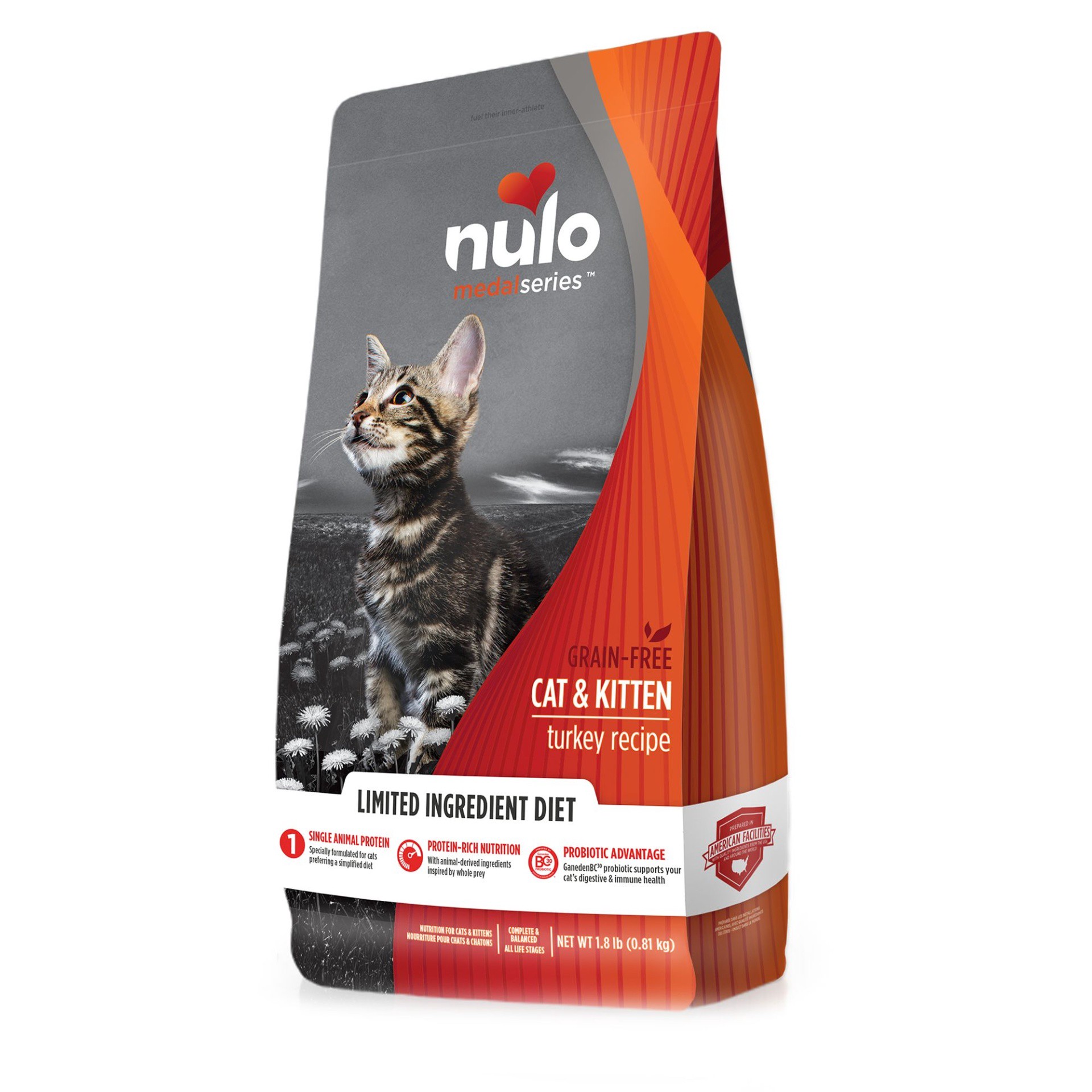 slide 1 of 1, Nulo MedalSeries All Life stages Dry Cat Food - turkey, 1.8 lb