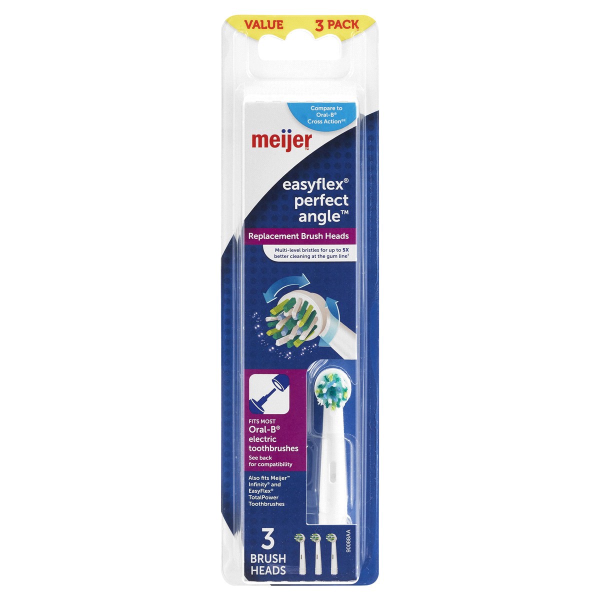 slide 1 of 5, Meijer EasyFlex PerfectAngle Replacement Brush Heads, 3 ct