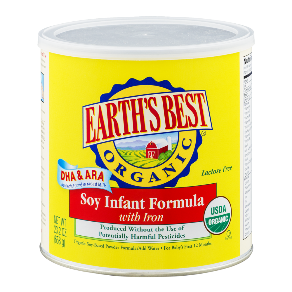 slide 1 of 6, Earth's Best Infant Formula With Iron, Organic Soy-based Powder, 23.2 oz