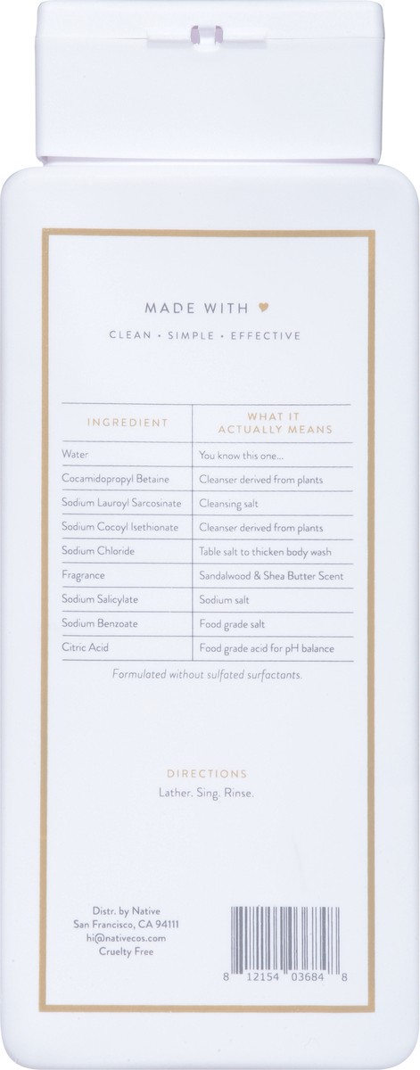 slide 2 of 9, Native Body Wash, Sandalwood & Shea Butter, Sulfate Free, for Women and Men, 18 oz, 18 fl oz
