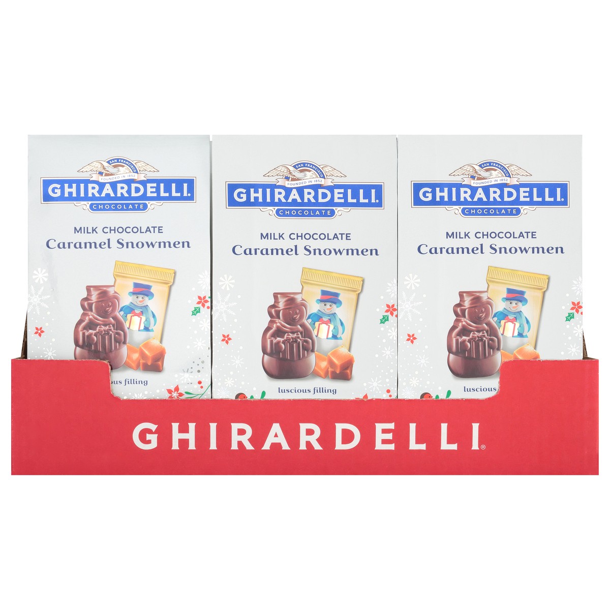 slide 2 of 9, Ghirardelli Milk Chocolate Cndy Caramel Snowmen, 5.9 oz
