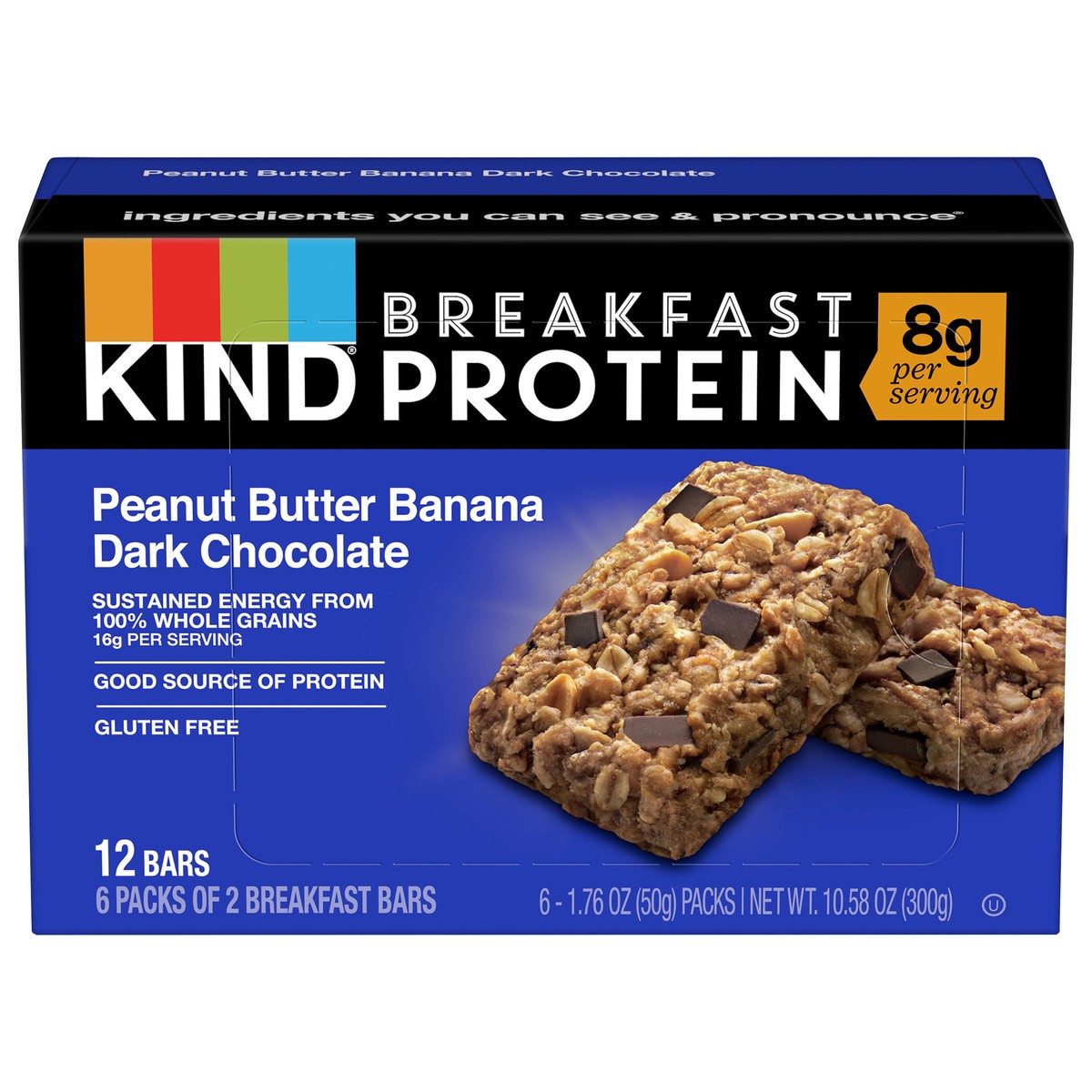 slide 1 of 9, KIND Breakfast Protein Bars, Peanut Butter Banana Dark Chocolate, 1.76 Ounces, 12 Count, 10.6 oz
