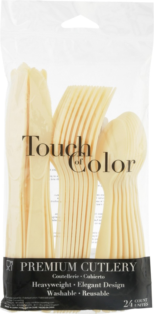 slide 3 of 10, Touch of Color  Assorted Plastic Disposable Silverware Flatware, 24 ct