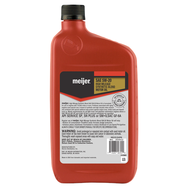 slide 4 of 5, Meijer High Mileage 5W-20 Motor Oil, Full Synthetic, 1 qt