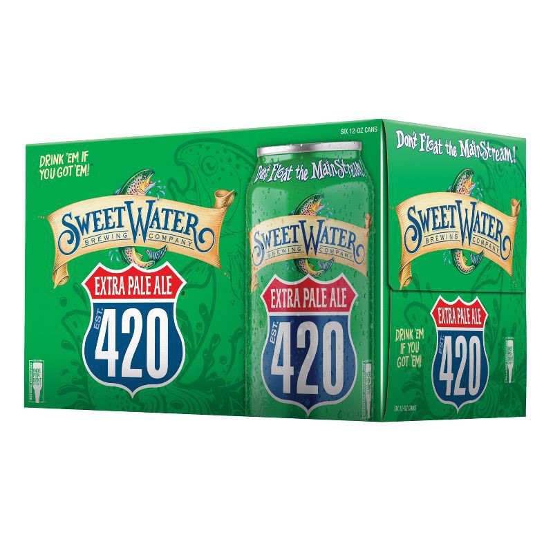 slide 1 of 10, SweetWater Brewing Company 420 Extra Pale Ale Beer - 6pk/12 fl oz Cans, 6 ct; 12 oz