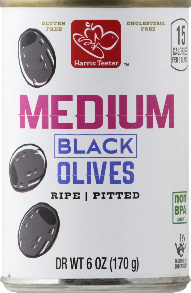 slide 2 of 2, Harris Teeter Pitted Ripe Olives, 6 oz