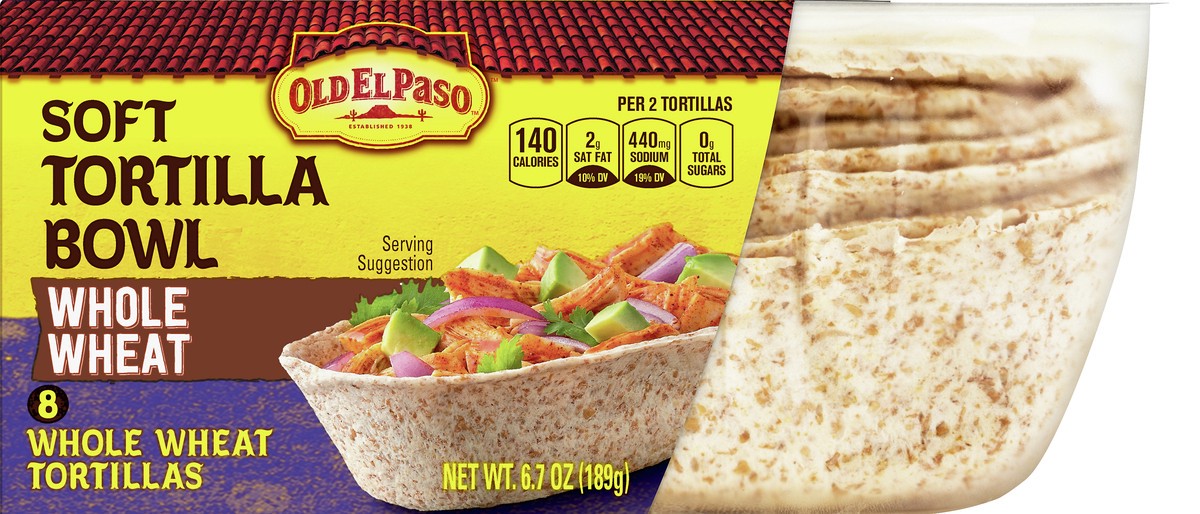 slide 11 of 11, Old El Paso Soft Whole Wheat Tortilla Bowl 8 ea, 8 ct