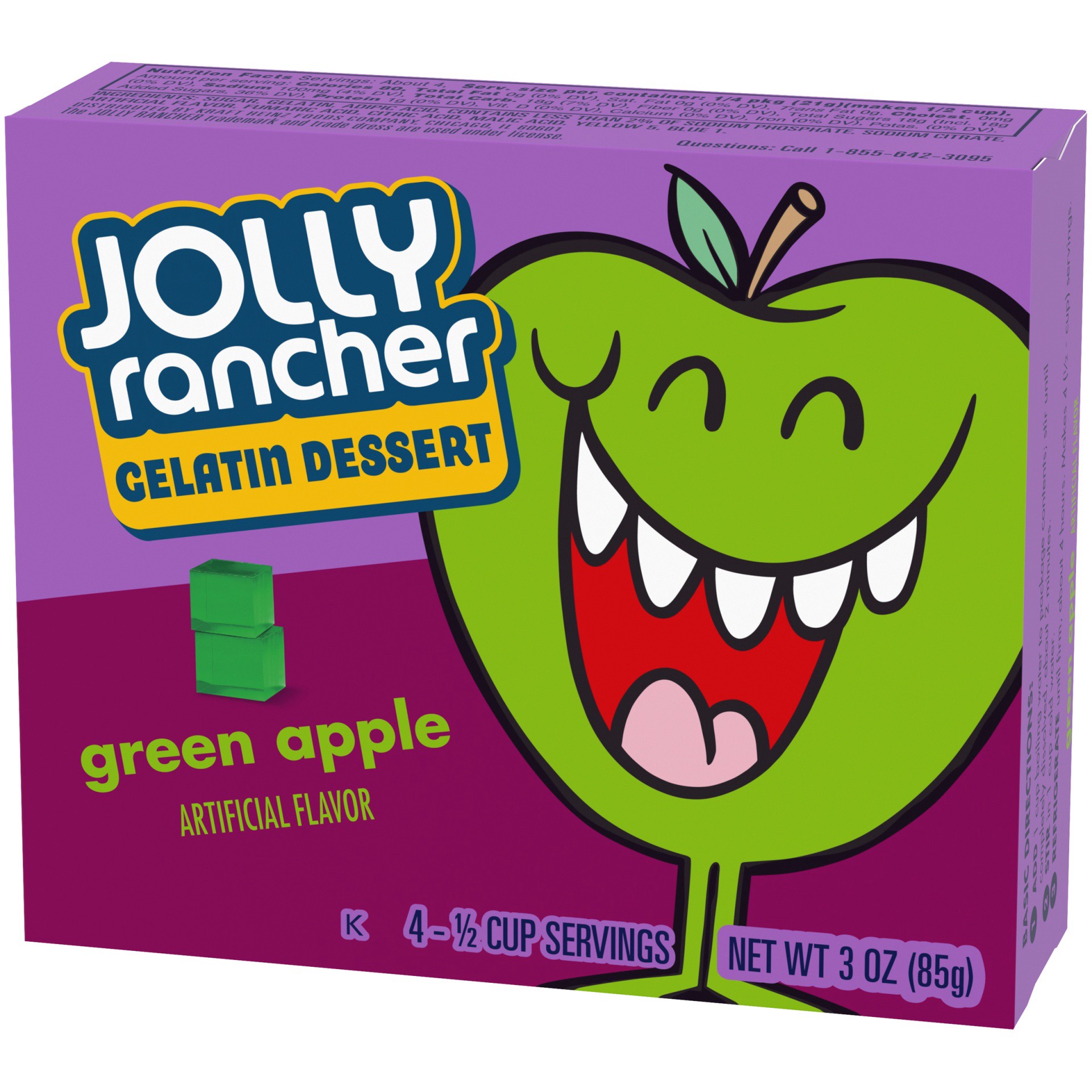 slide 3 of 6, Jolly Rancher s Green Apple Gelatin Dessert Mix, 3 oz