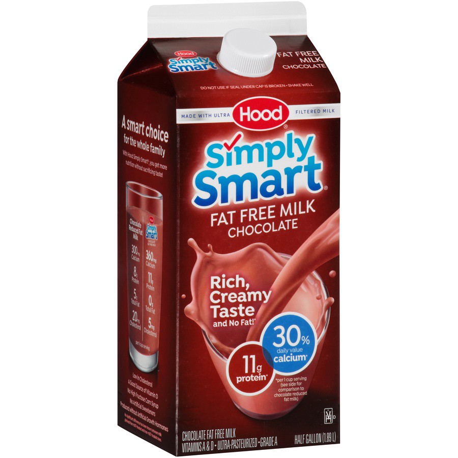 slide 2 of 8, Hood Simply Smart Milk - Fat Free Chocolate, 64 fl oz