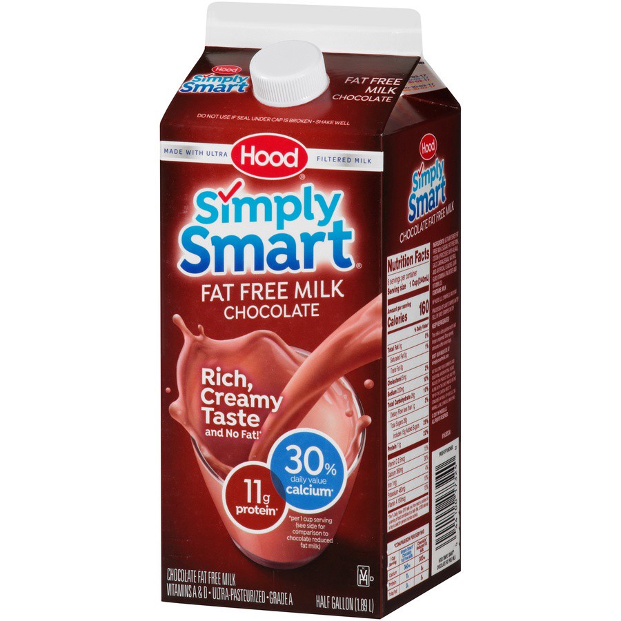 slide 3 of 8, Hood Simply Smart Milk - Fat Free Chocolate, 64 fl oz