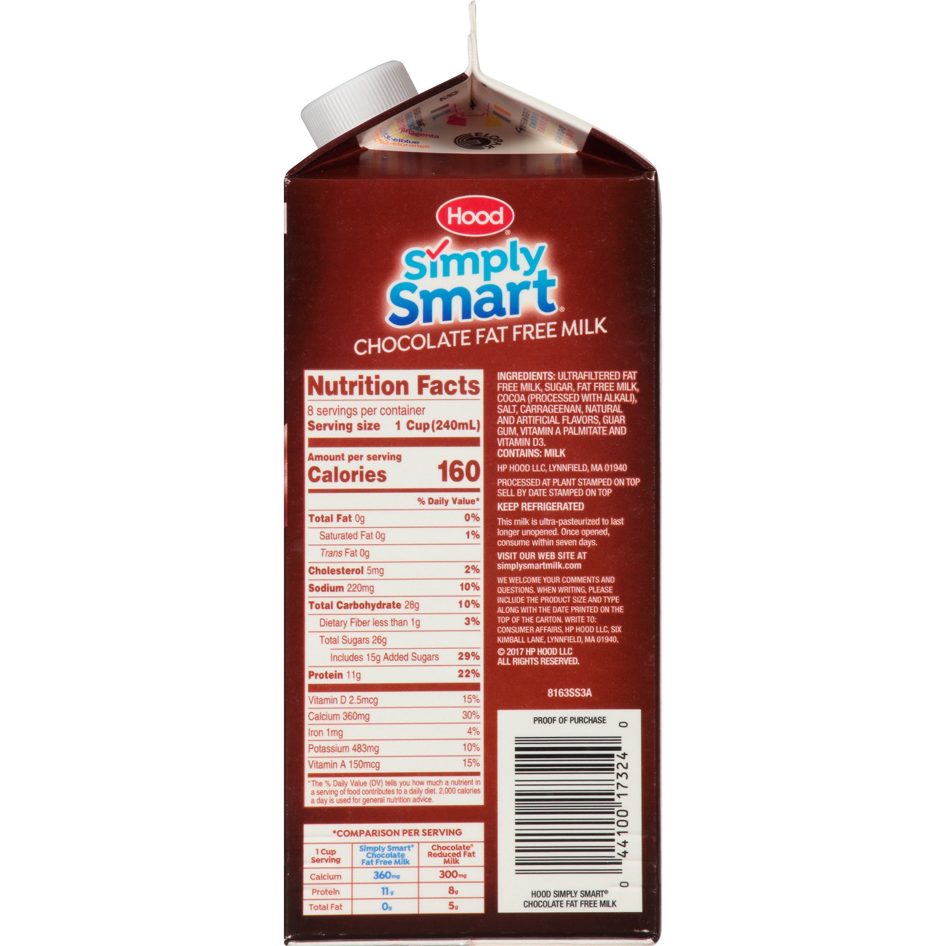 slide 5 of 8, Hood Simply Smart Milk - Fat Free Chocolate, 64 fl oz