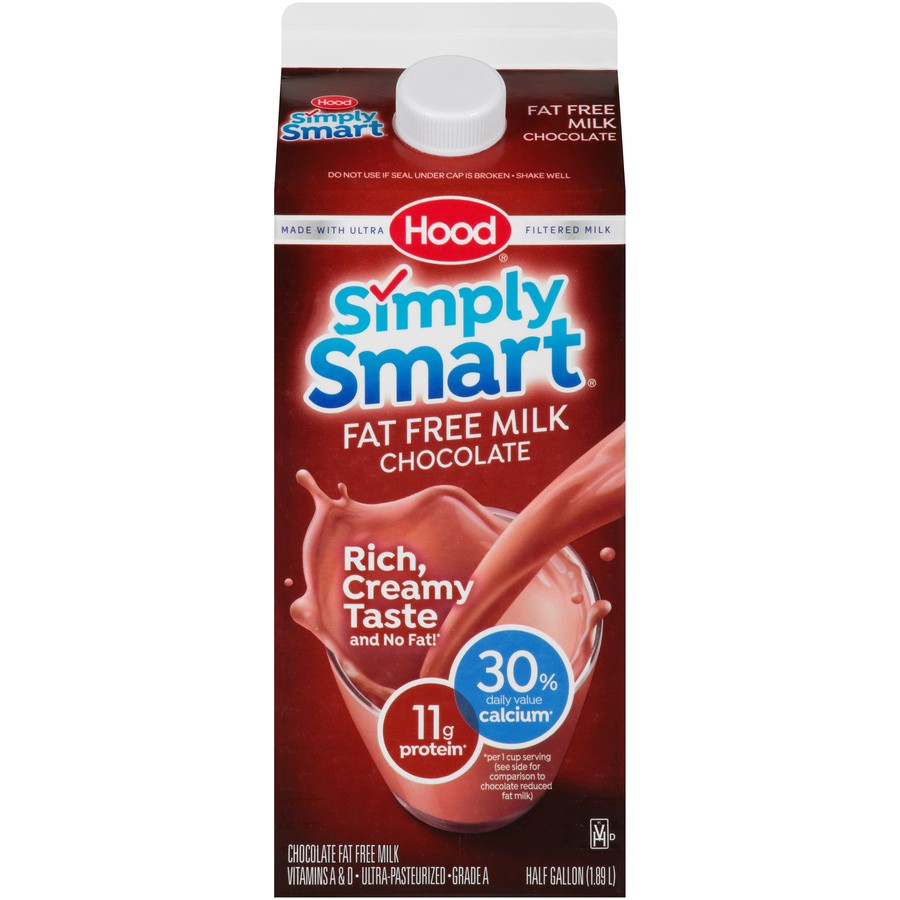 slide 1 of 8, Hood Simply Smart Milk - Fat Free Chocolate, 64 fl oz