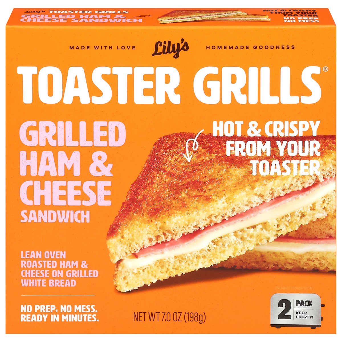 slide 1 of 9, Lily's Toaster Grills Grilled Ham & Cheese Sandwich 2 ea, 2 ct